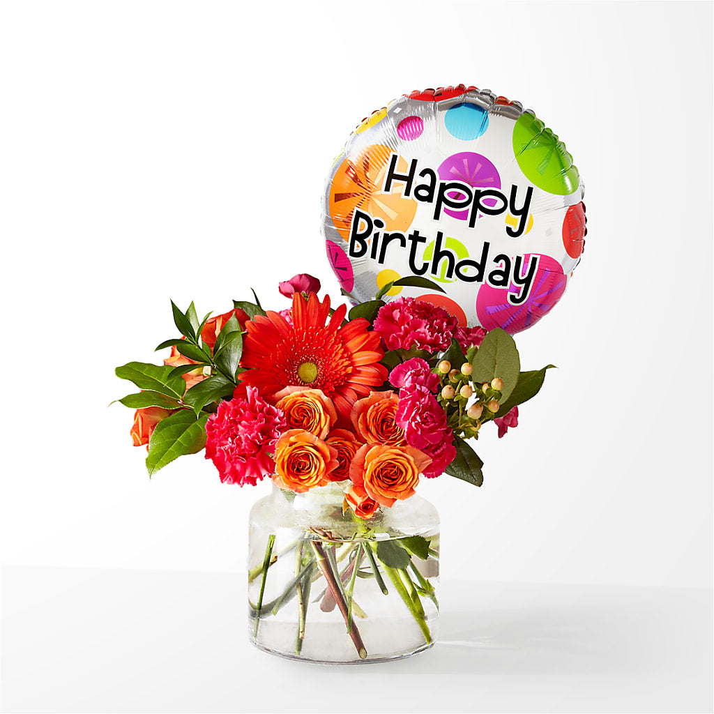 Fiesta Bouquet with Birthday Balloon – SATELLITE FLORIST & GARDEN CENTRE, Hamilton ON
