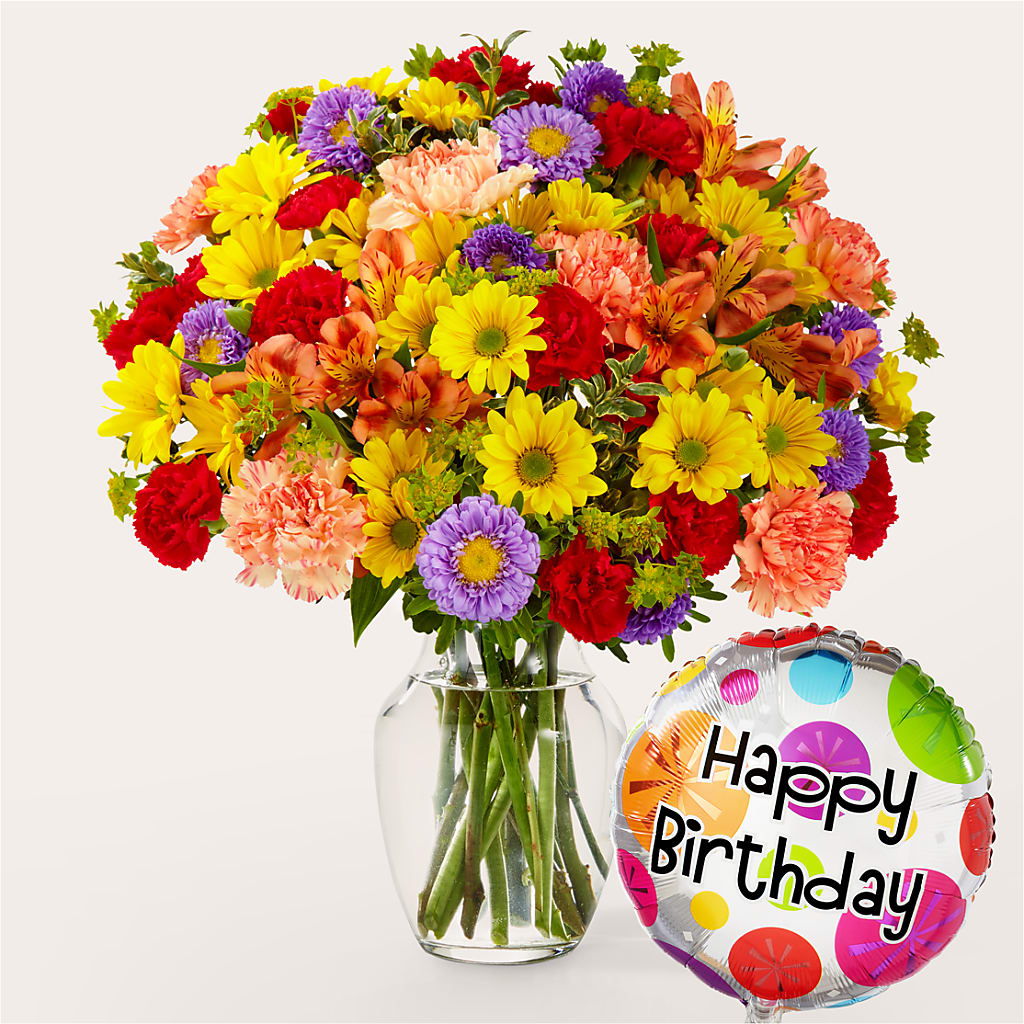 Kaleidoscope Bouquet with Birthday Balloon – SATELLITE FLORIST & GARDEN CENTRE, Hamilton ON
