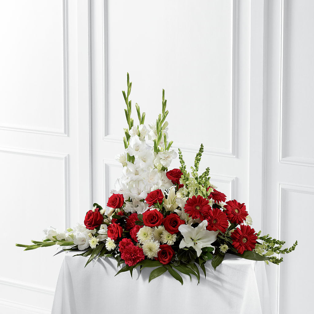 Crimson & White Arrangement – SATELLITE FLORIST & GARDEN CENTRE, Hamilton ON