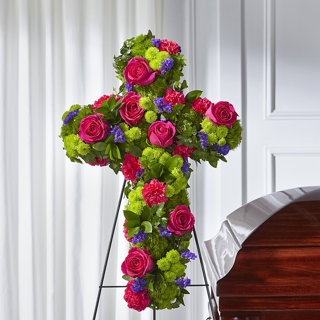 Tribute Rose Floral Cross – SATELLITE FLORIST & GARDEN CENTRE, Hamilton ON