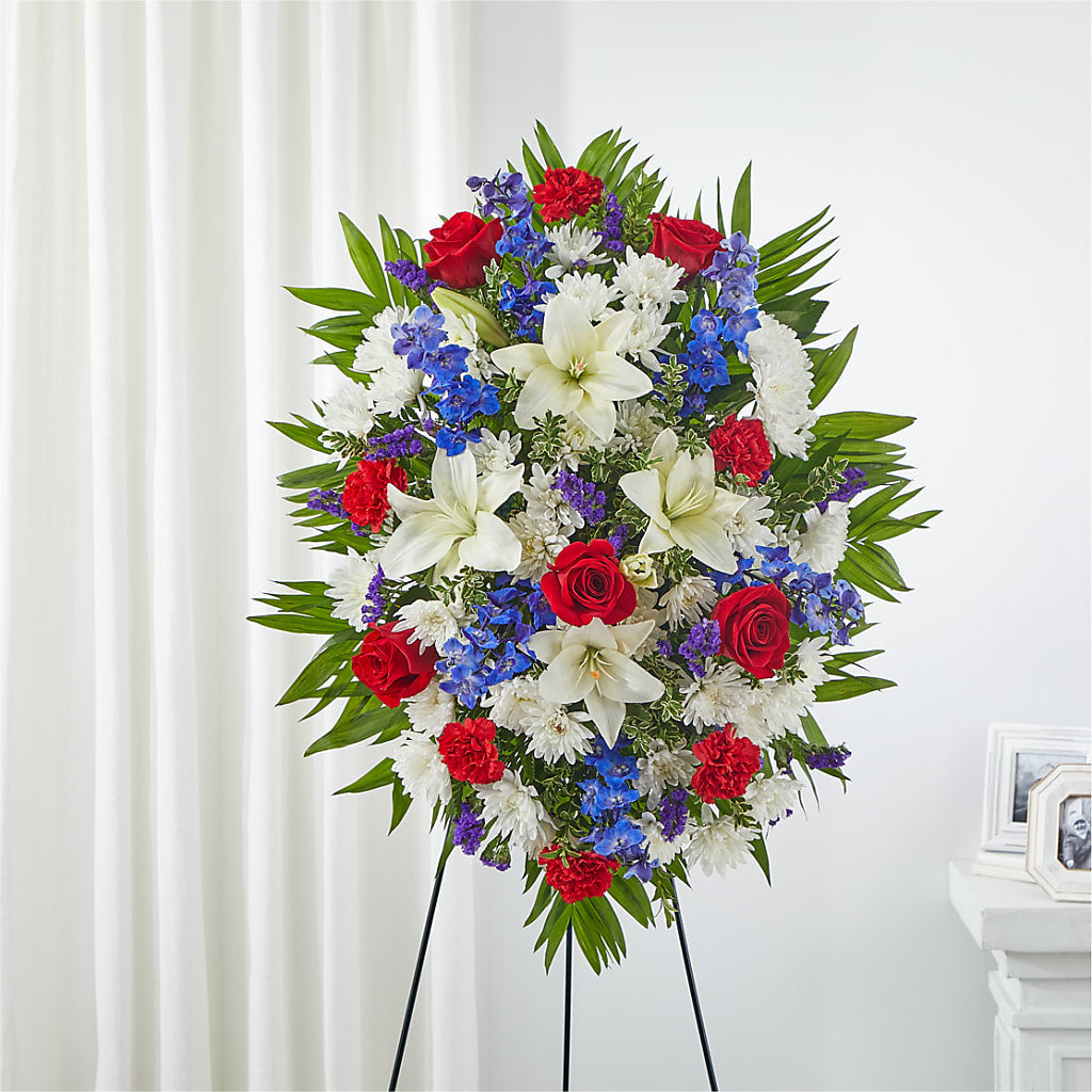 Cherished Service Standing Spray – SATELLITE FLORIST & GARDEN CENTRE, Hamilton ON