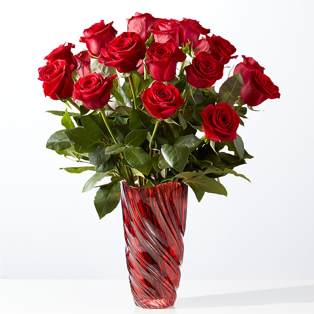Classic Love Red Rose Bouquet with Luxe Swirl Vase – SATELLITE FLORIST & GARDEN CENTRE, Hamilton ON