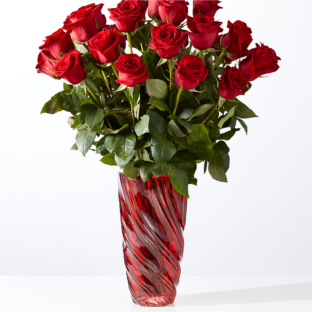 Classic Love Red Rose Bouquet with Luxe Swirl Vase – SATELLITE FLORIST & GARDEN CENTRE, Hamilton ON
