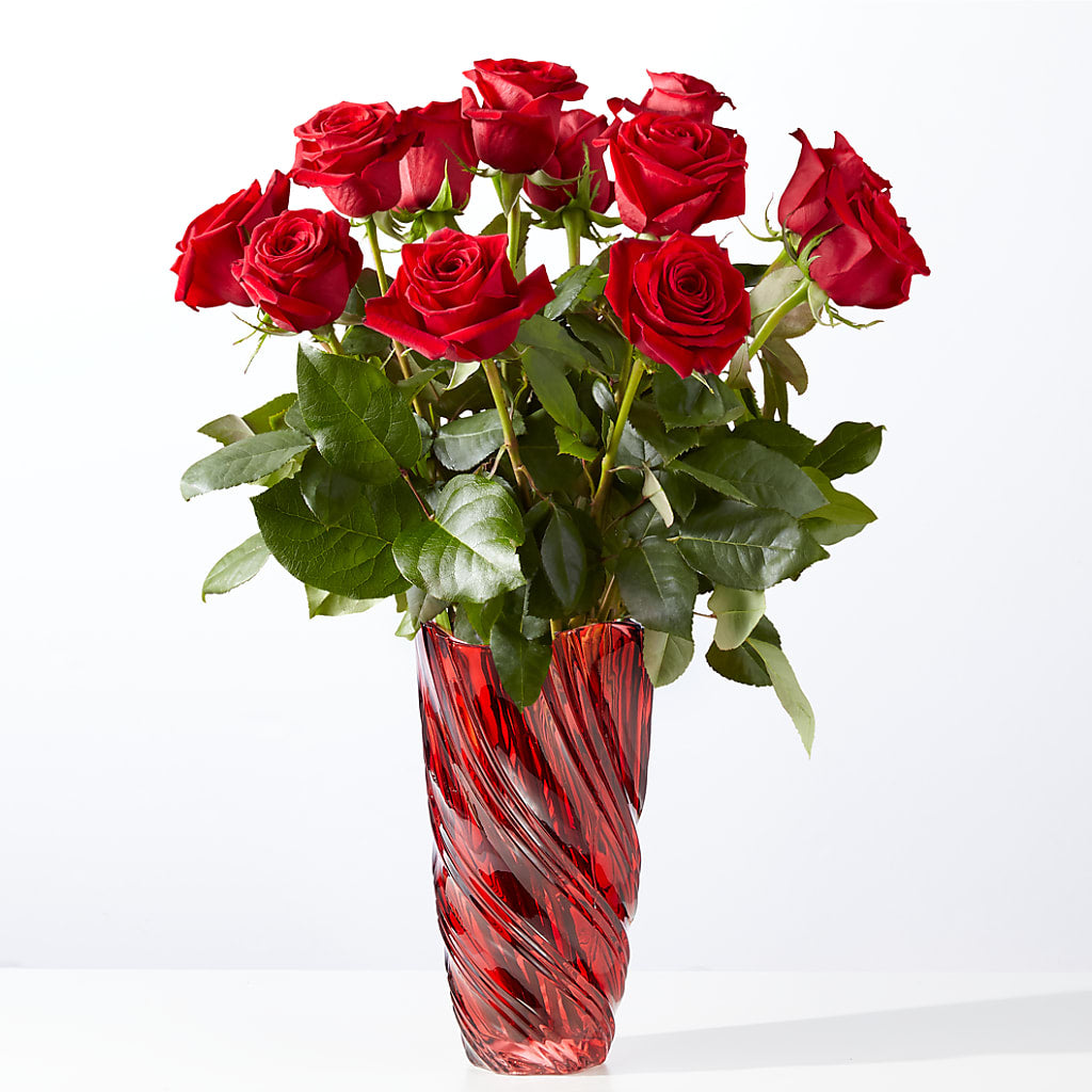 Classic Love Red Rose Bouquet with Luxe Swirl Vase – SATELLITE FLORIST & GARDEN CENTRE, Hamilton ON